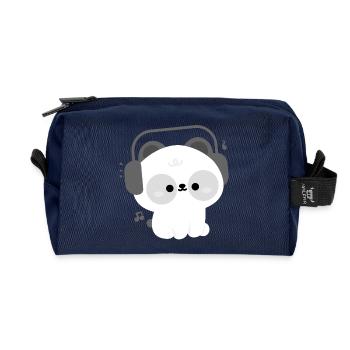 Panda Kopfhörer - Recycelte Kulturtasche - Navy - Vorne