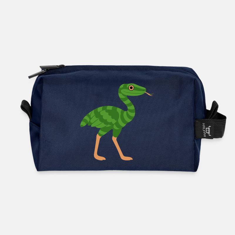 Die Straußenschlange, die Schlange, die rennt! - Recycelte Kulturtasche - Navy