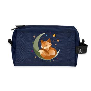 Schlafender Fuchs auf dem Mond – geometrisch  - Recycelte Kulturtasche - Navy - Vorne
