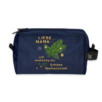 Liebe Mama, ich wünsche dir schöne Weihnachten - Recycelte Kulturtasche - Navy - Vorne