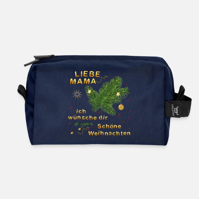 Liebe Mama, ich wünsche dir schöne Weihnachten - Recycelte Kulturtasche - Navy
