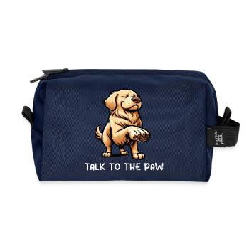 Talk to the Paw Golden Retriever Goldie Goldies - Recycelte Kulturtasche - Navy - Vorne