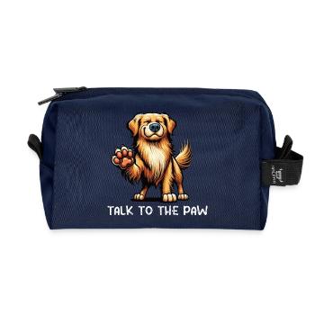 Talk to the Paw Golden Retriever Goldie Goldies - Recycelte Kulturtasche - Navy - Vorne