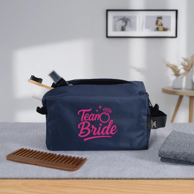 Team Bride Pink Ring Script Recycled Toiletry Zip Bag