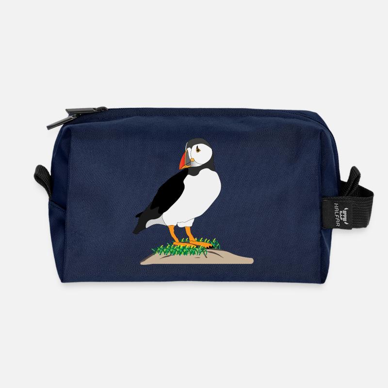 Puffin Print - Recycelte Kulturtasche - Navy