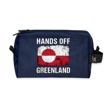 Hands Off Greenland Distressed Flag Design - Recycelte Kulturtasche - Navy - Vorne