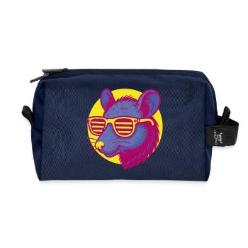 Ratte mit Sonnenbrille - Recycelte Kulturtasche - Navy - Vorne