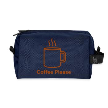Coffee Please Tasse Outline - Recycelte Kulturtasche - Navy - Vorne