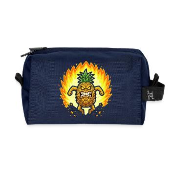 Wütende Ananas mit Flammen - Recycelte Kulturtasche - Navy - Vorne
