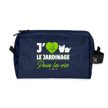 J'aime le jardinage – une passion pour la vie ! - Trousse de toilette en tissu recyclé - marine - Devant
