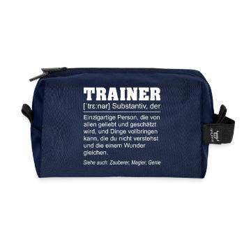 Trainer Definition Schrift weiss - Recycelte Kulturtasche - Navy - Vorne