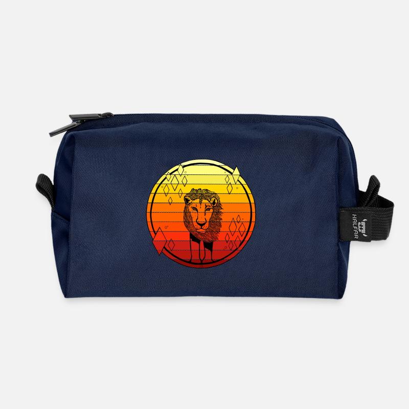 Feuriger Löwe - König der Tiere - Recycelte Kulturtasche - Navy