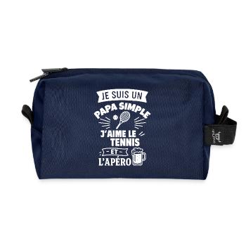 Papa simple tennis idée cadeau fête des pères - Trousse de toilette en tissu recyclé - marine - Devant