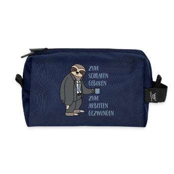 Faultier Zum Schlafen Geboren Arbeiten Gezwungen - Recycelte Kulturtasche - Navy - Vorne