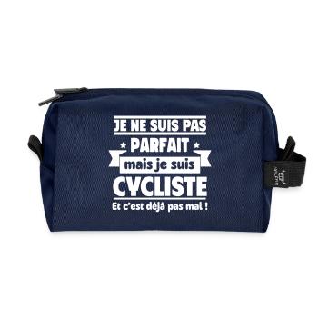 Je ne suis pas parfait, mais je suis cycliste - Trousse de toilette en tissu recyclé - marine - Devant