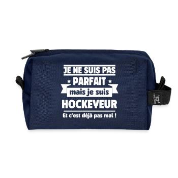 Pas parfait, mais hockeyeur,hockey - Trousse de toilette en tissu recyclé - marine - Devant