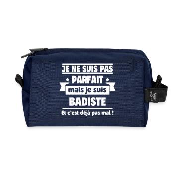 Pas parfait, mais badiste,badminton - Trousse de toilette en tissu recyclé - marine - Devant