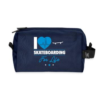 L’amour du skateboard pour la vie - à plein régime et amusant ! - Trousse de toilette en tissu recyclé - marine - Devant