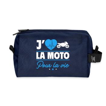 Passion de la Moto : Pour Toujours et À Jamais ! - Trousse de toilette en tissu recyclé - marine - Devant
