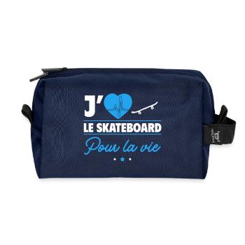 Passionné de skateboard pour la vie ! Skateur - Trousse de toilette en tissu recyclé - marine - Devant