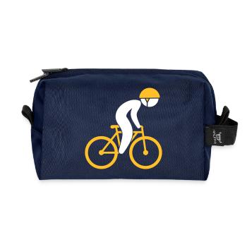 A Racing Cyclist On His Bike - Recycled Toiletry Zip Bag - navy - Front
