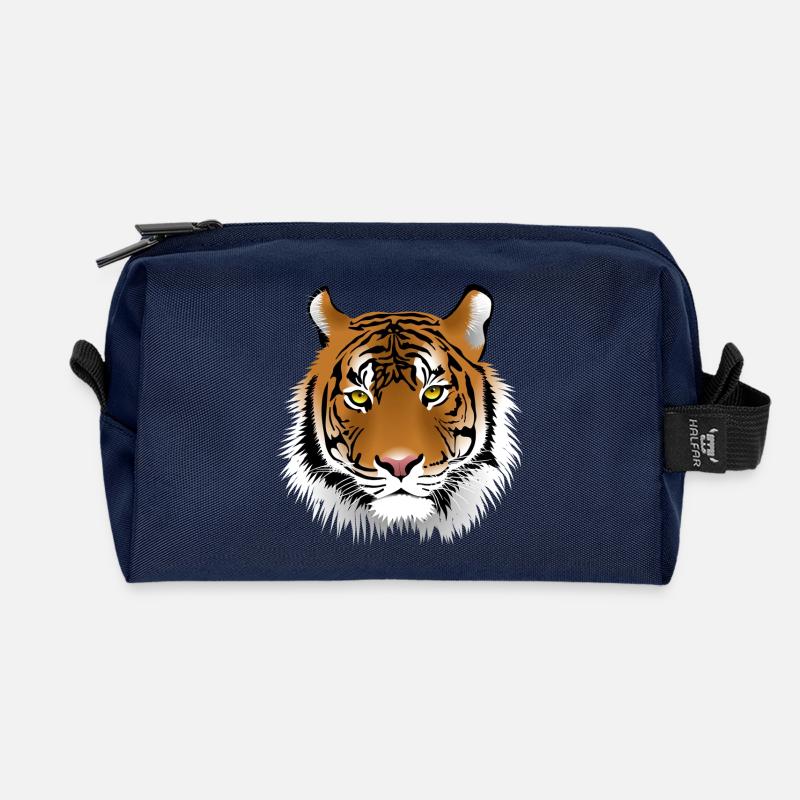 Tiger Geschenk für Kinder auf dem TShirt - Recycelte Kulturtasche - Navy
