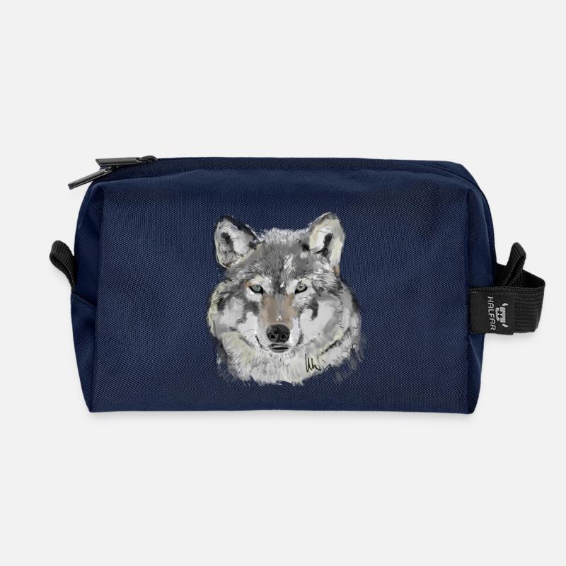 Wolf - Recycelte Kulturtasche - Navy