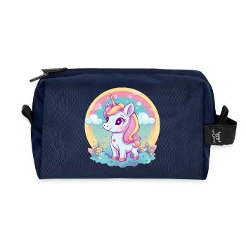 Einhorn-Regenbogen-Sonnenuntergang - Recycelte Kulturtasche - Navy - Vorne