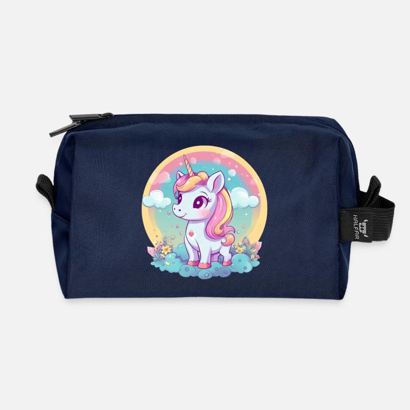 Einhorn-Regenbogen-Sonnenuntergang - Recycelte Kulturtasche - Navy