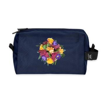 Mélange bouquet de roses jaune-violet - Trousse de toilette en tissu recyclé - marine - Devant