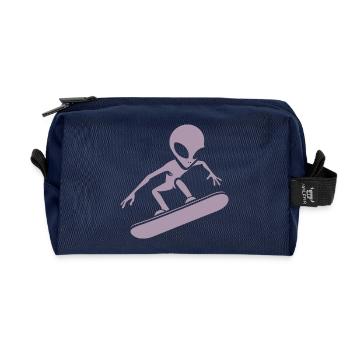 Design minimaliste : Alien snowboarder - Trousse de toilette en tissu recyclé - marine - Devant