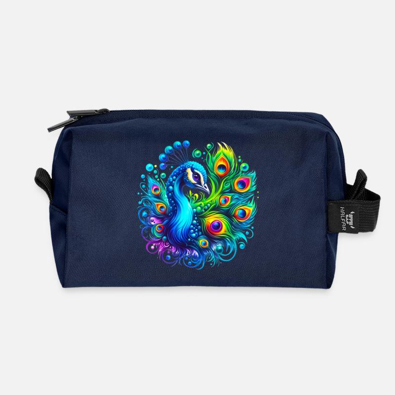 Pfau - Recycelte Kulturtasche - Navy