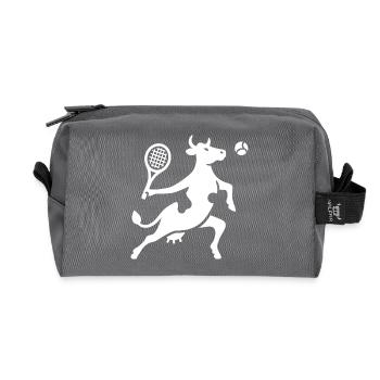 Cow Tennis Tennis Player Silhouette Minimalist - Recycled Toiletry Zip Bag - anthracite - Front