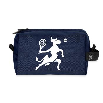 Kuhtennis Tennisspieler Silhouette Minimalistisch - Recycelte Kulturtasche - Navy - Vorne
