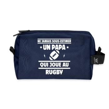 Ne jamais sous-estimer un papa qui joue au rugby - Trousse de toilette en tissu recyclé - marine - Devant