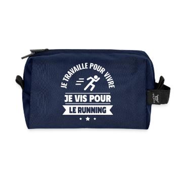 travaille pour vivre, je vis pour courir,running - Trousse de toilette en tissu recyclé - marine - Devant