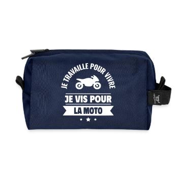 je vis pour la moto - Trousse de toilette en tissu recyclé - marine - Devant