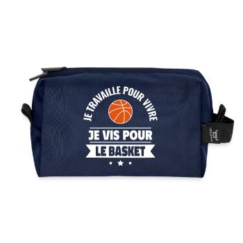 Passion basket : cadeau idéal pour basketteur - Trousse de toilette en tissu recyclé - marine - Devant