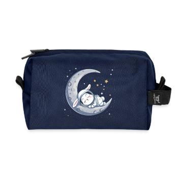 Cute Moon Bunny – Dreamlike Astronaut Journey - Recycled Toiletry Zip Bag - navy - Front