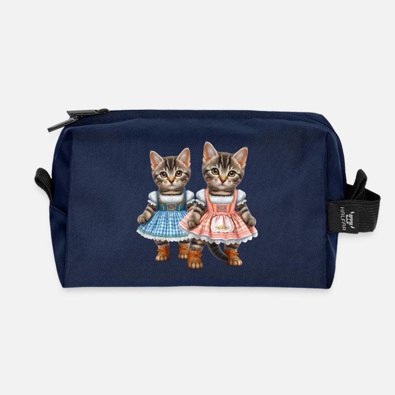 Dirndl kitties - Recycled Toiletry Zip Bag - navy