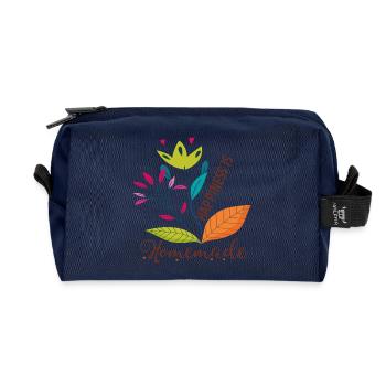 Floral Motif Happy Nature Design - Recycled Toiletry Zip Bag - navy - Front