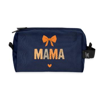 Orange Mom Patchwork Patterns - Recycled Toiletry Zip Bag - navy - Front