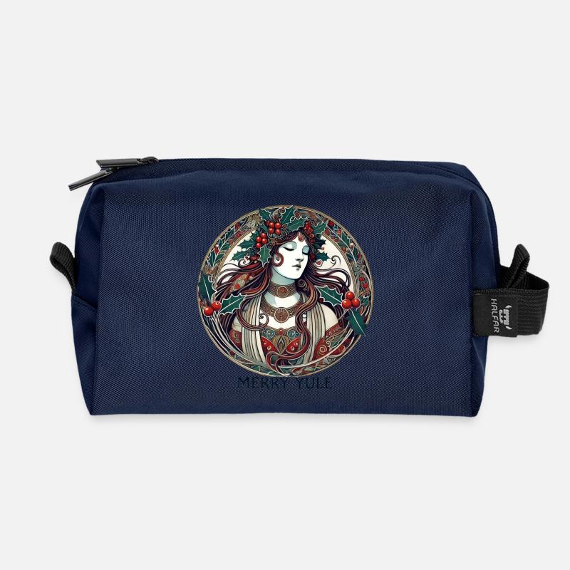 Yule Maiden Stechpalmenkreis - Recycelte Kulturtasche - Navy