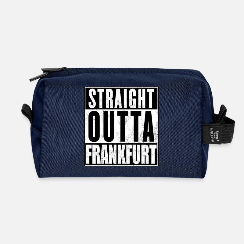 Straight Outta Frankfurt White - Recycelte Kulturtasche - Navy