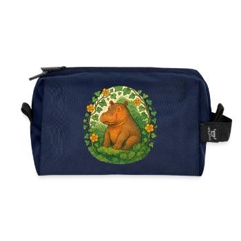 Verspieltes Nilpferd im Ivy Circle - Recycelte Kulturtasche - Navy - Vorne