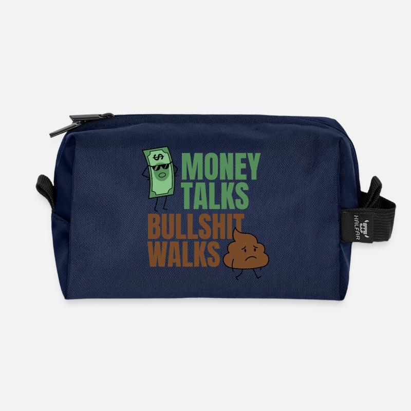 Geld redet Bullshit Walks lustiges Zitat - Recycelte Kulturtasche - Navy
