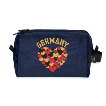 Germany Colors Heart Motif - Recycled Toiletry Zip Bag - navy - Front