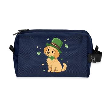 Lucky Irish Puppy - Recycled Toiletry Zip Bag - navy - Front