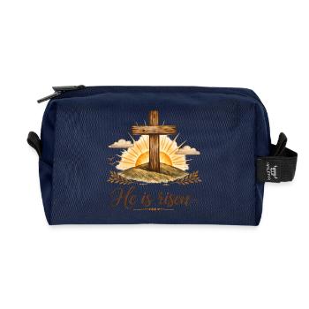 he is risen - Recycled Toiletry Zip Bag - navy - Front