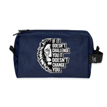 Leo Angry Lion Fitness Life Challenge - Recycled Toiletry Zip Bag - navy - Front